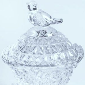 1982 Hofbauer Byrdes German Lead Crystal Bird Ring Jar